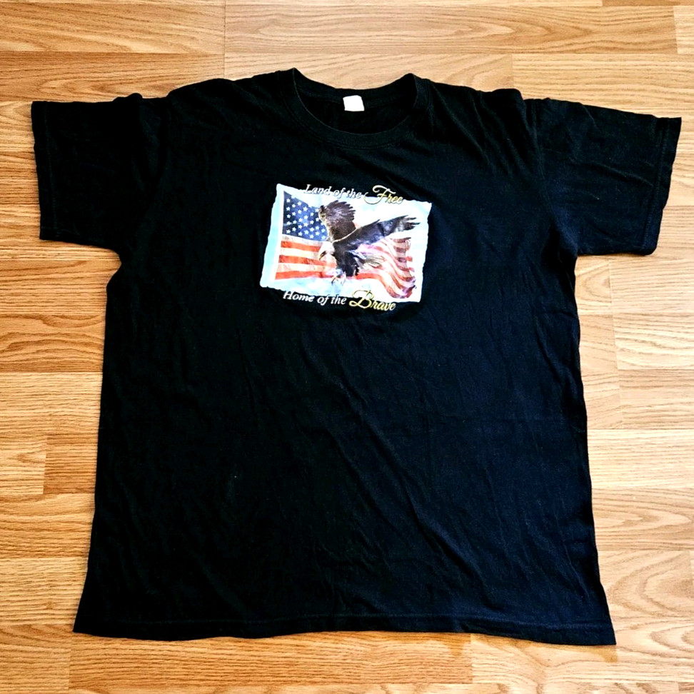 Land of the Free Home of the Brave T Shirt Eagle Flag USA Large gallery