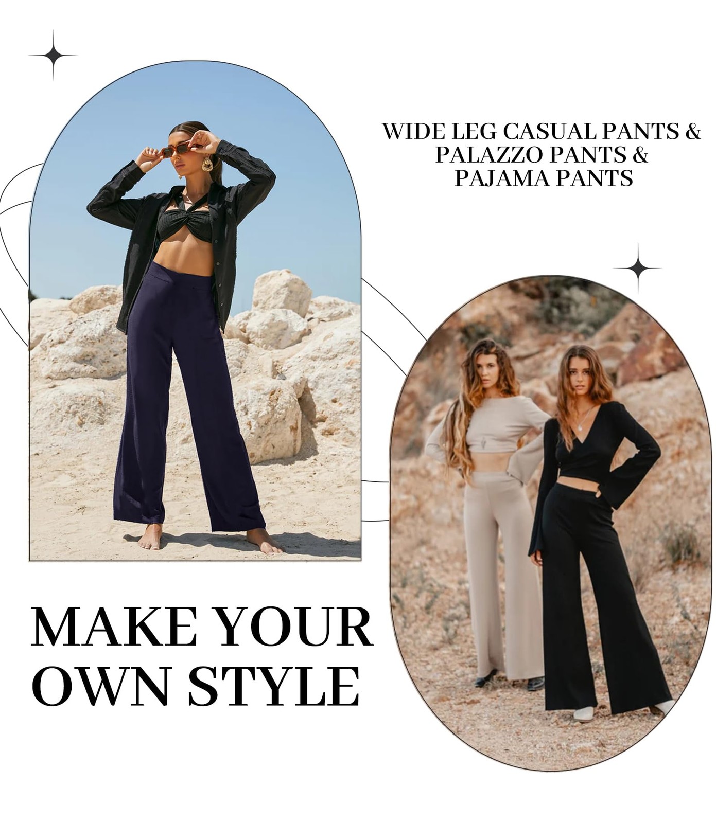 Wide Leg Palazzo Pants for Women - Casual Soft High Waist Lounge Pants Loose ... gallery