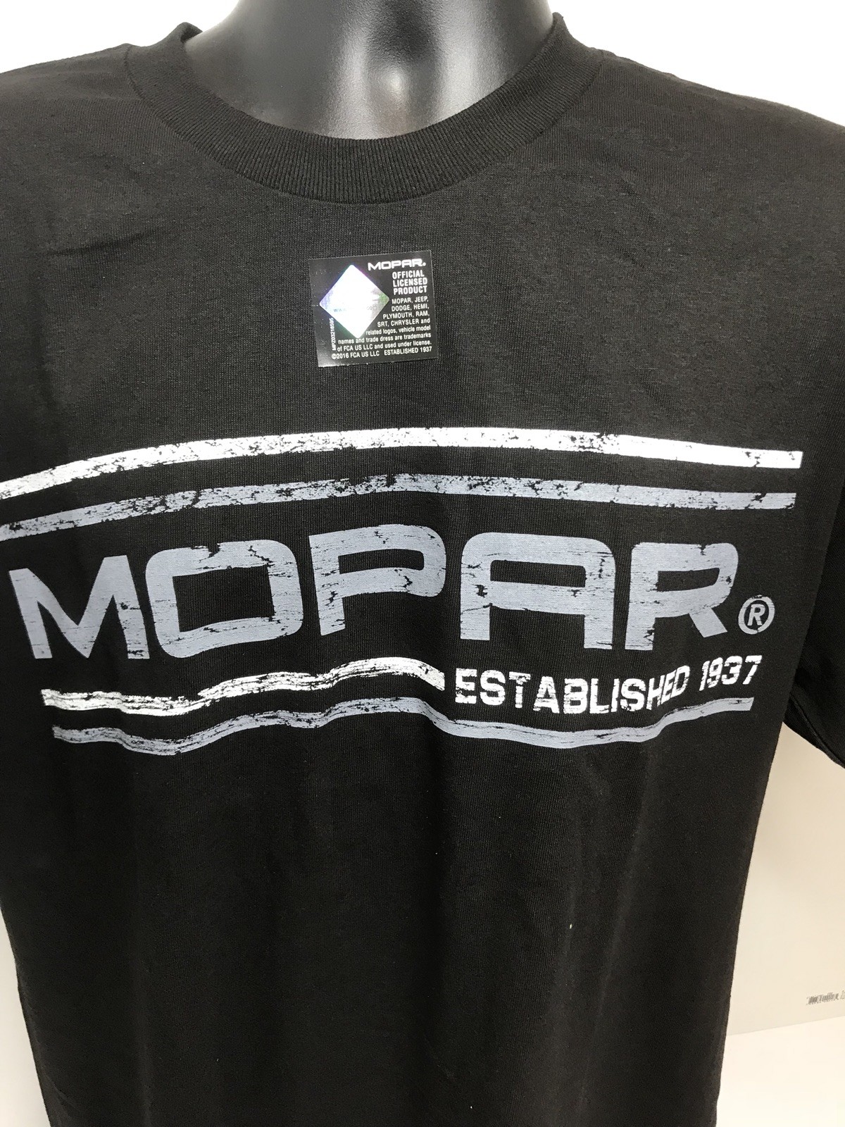 Black T-Shirt w/ White Mopar Established 1937 Emblem / Logo (Licensed) gallery