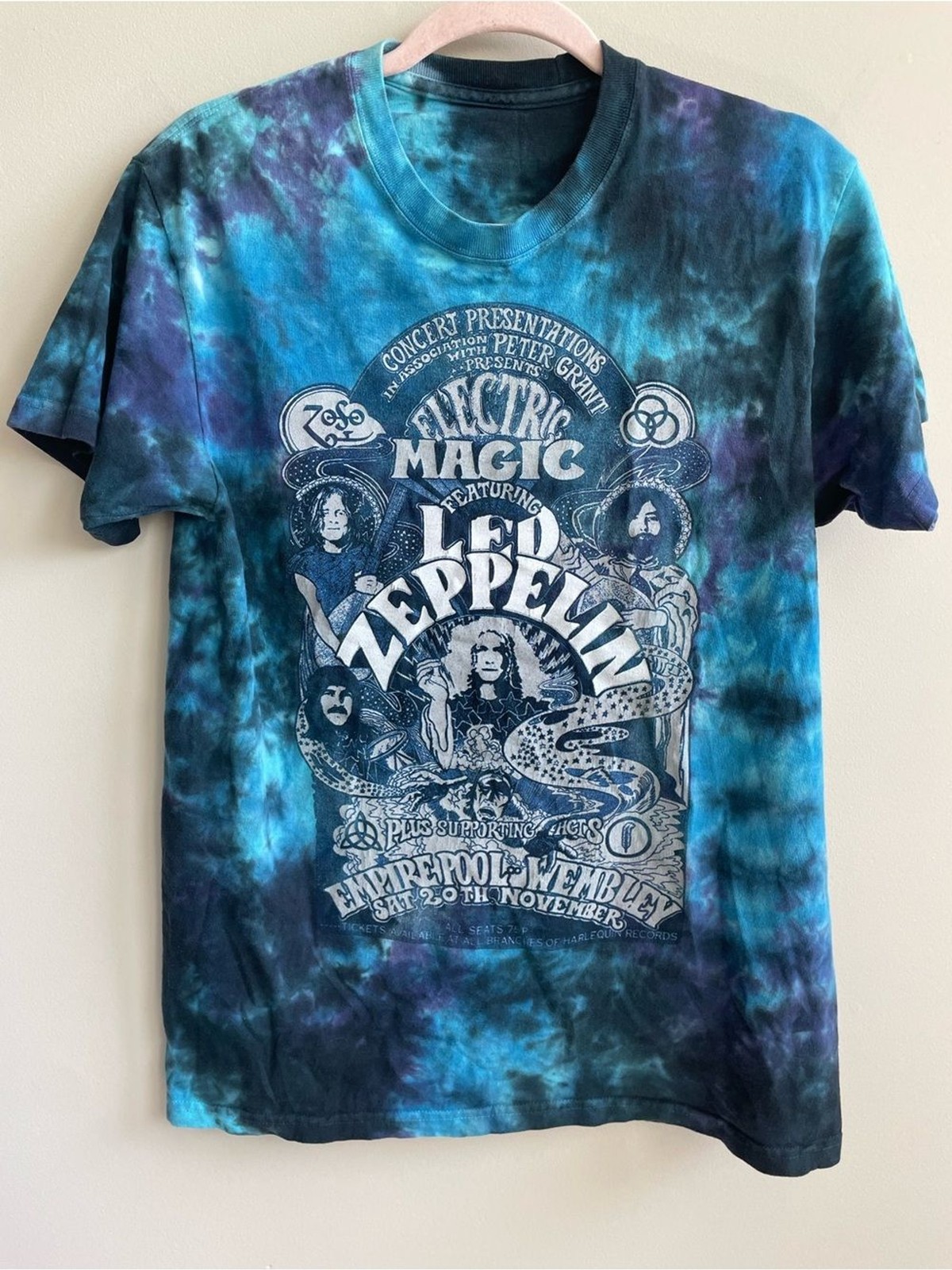 Led Zeppelin Electrical Magic Wembley 71’ Liquid Blue Tie-Dye Graphic Band Tee gallery