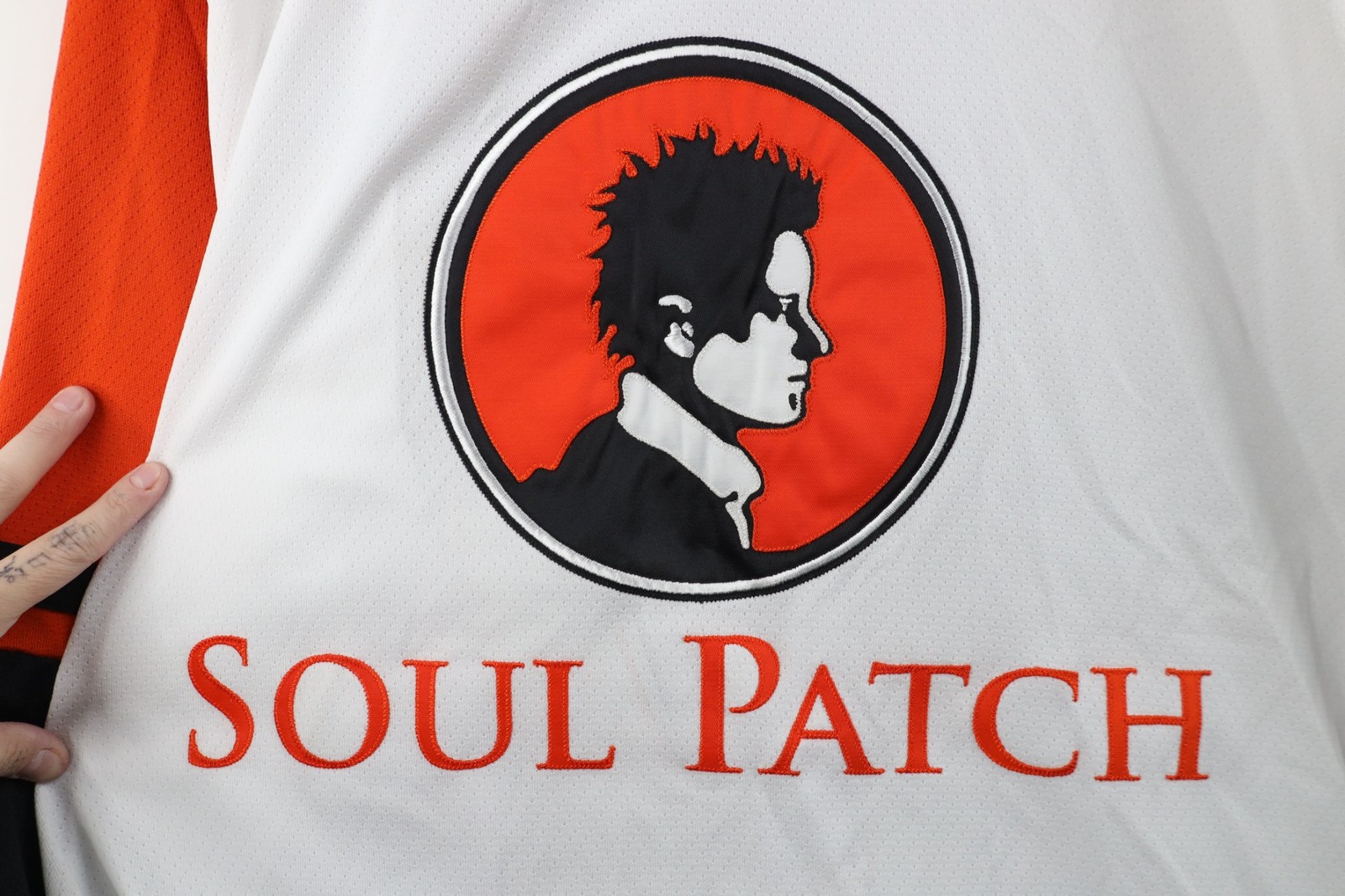 Vintage 90s CCM Mens XL Soul Patch Mesh Hockey Jersey Orange White Polyester gallery