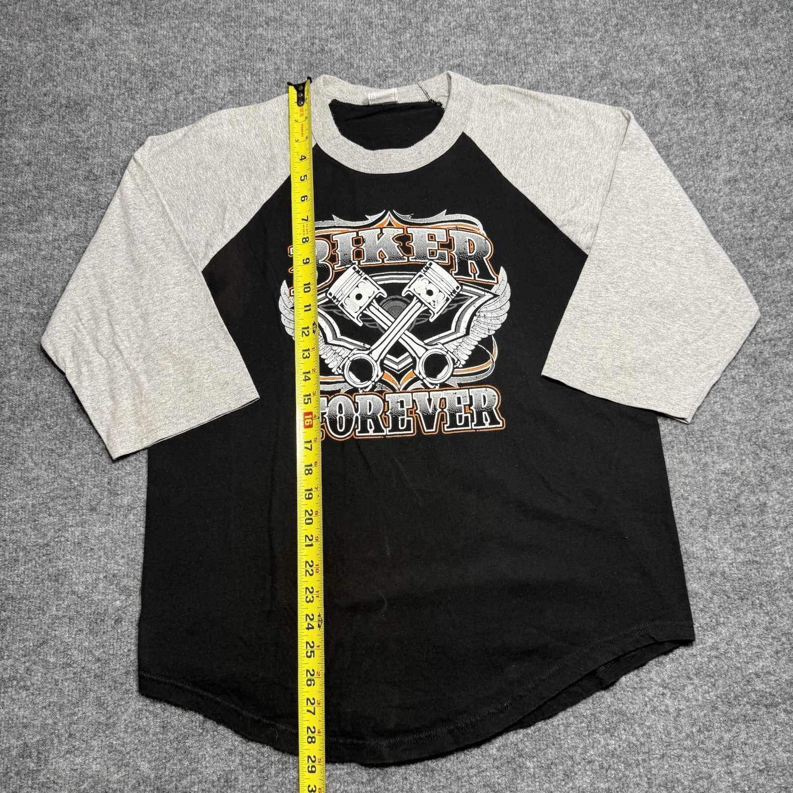 Vintage-style biker raglan baseball tee Size Large gallery