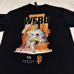 Logan Webb Promo T Shirt Size Medium Black SF Giants Hotel VIA