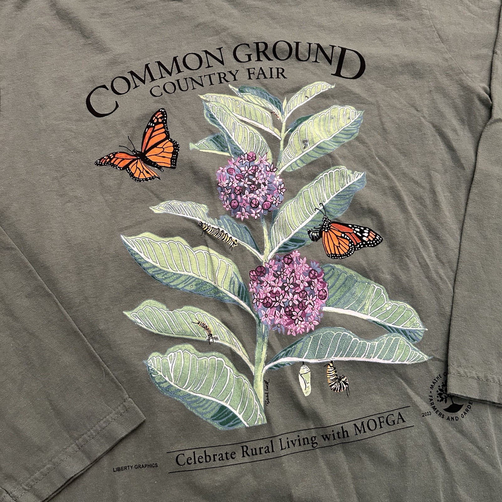Common Ground Country Fair 2023 Floral Butterfly Long Sleeve Tee Shirt Small gallery