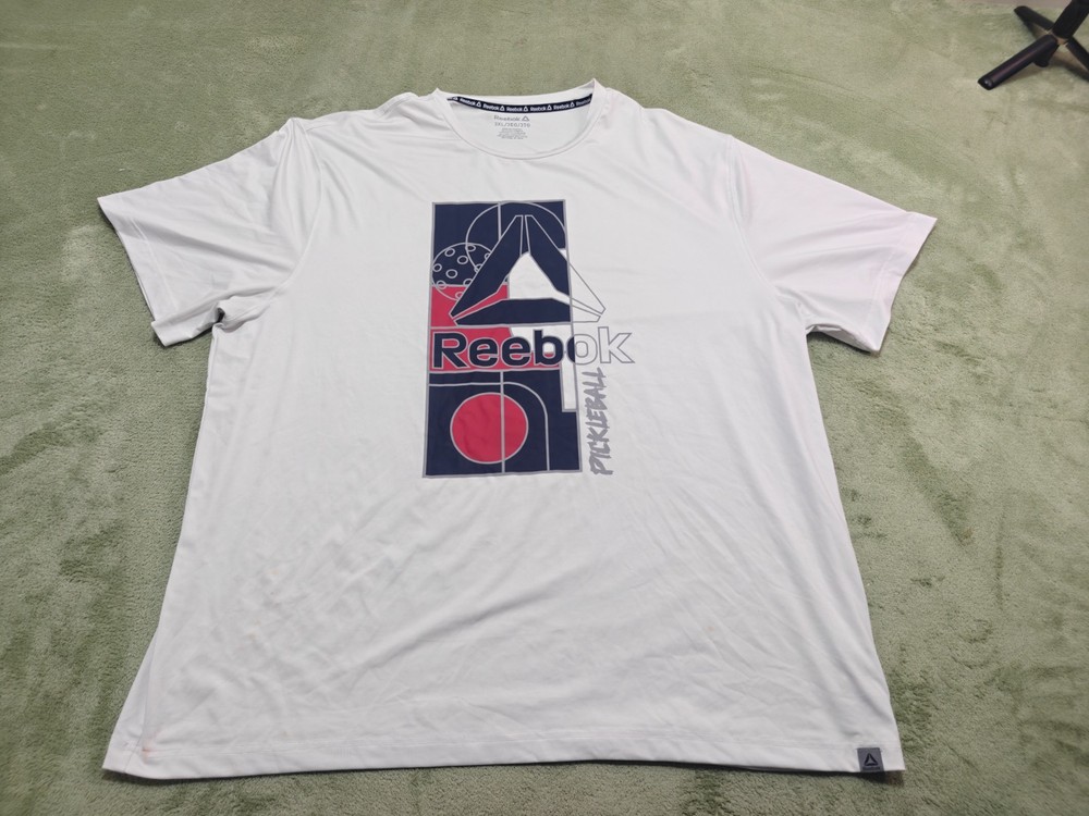 Reebok Men Sz 3XL White Pickleball Graphic Polyester Performance T-Shirt