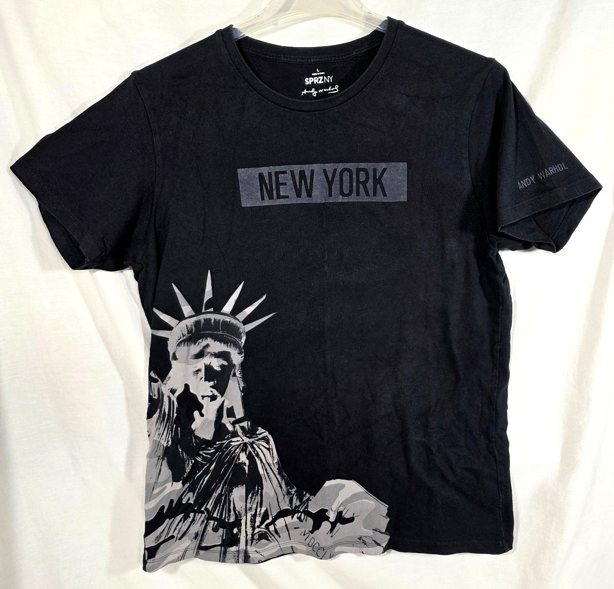 Andy Warhol Art Tee Statue Of Liberty SPRZ NY UNIQLO Graphic Print T Shirt L VGC gallery