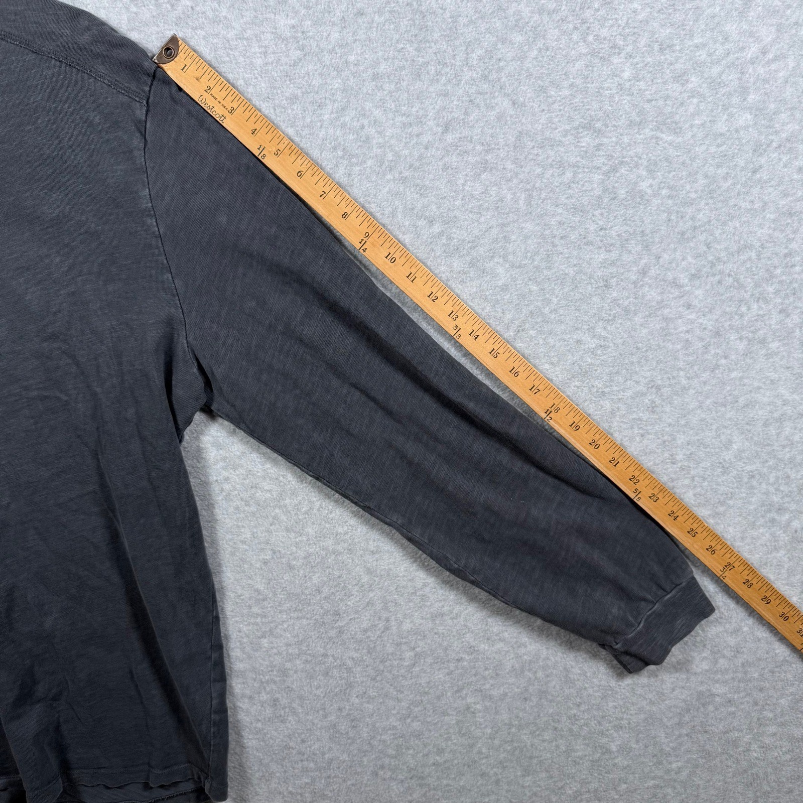 Marine Layer Mens XL Gray Cotton Henley Long Sleeve Shirt Elbow Patches gallery