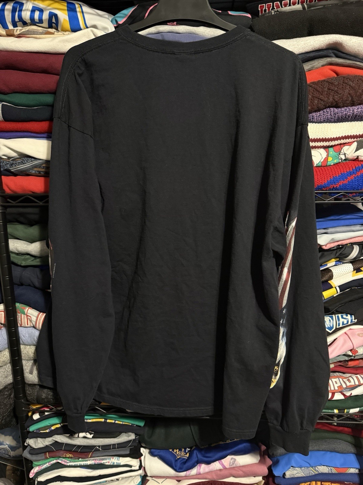 American By Birth Biker By Choice Long Sleeve T-Shirt Black Mens 3XL USA Eagle gallery