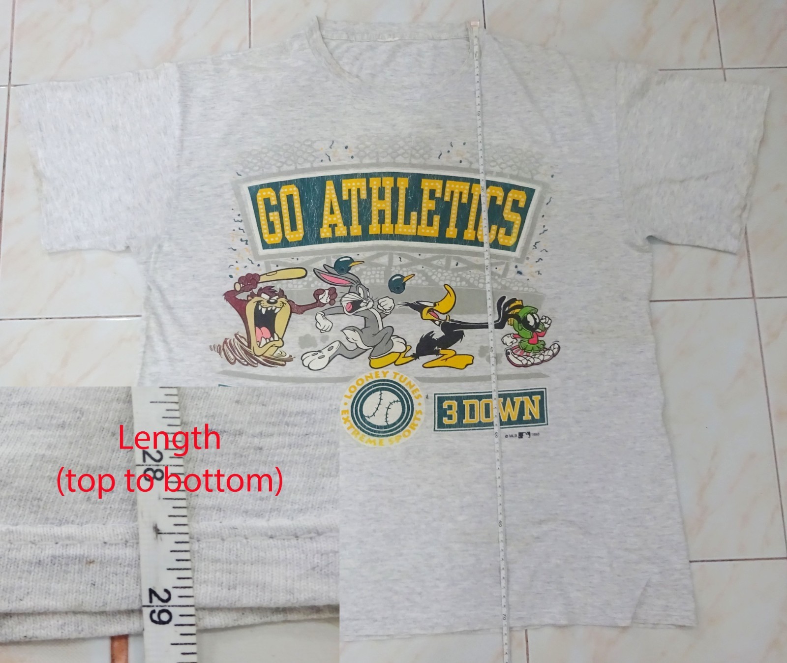 Vintage Looney Tunes Go Athletics T-Shirt 90s Bugs Bunny Daffy Duck Taz 3 Up gallery