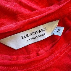 ELEVENPARIS Semi Sheer Raw Neckline and Hem Red Crewneck Tee Men’s Medium