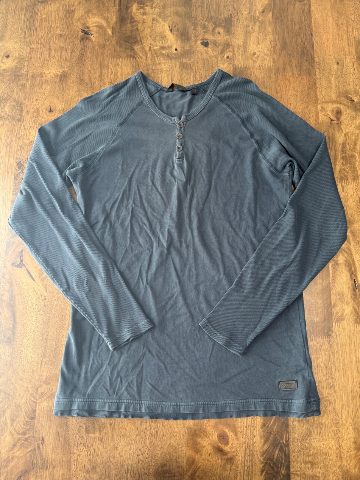 EUC Mens Outpost makers henley blue 100% cotton long sleeve size M