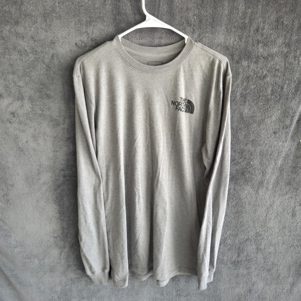 The North Face Shirt Men Medium Gray Long Sleeve Logo Outdoor Casual Tee