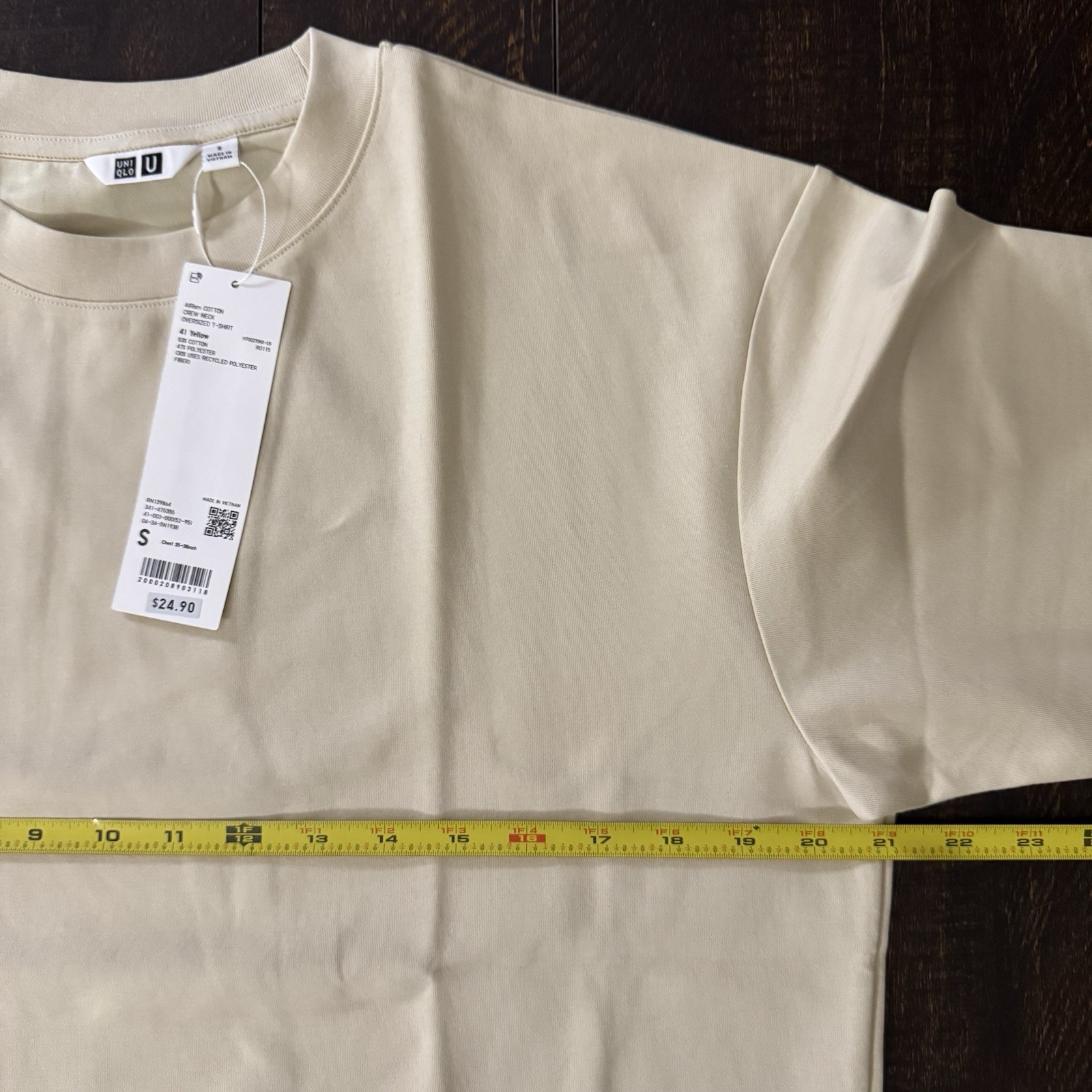 Uniqlo U AIRism Cotton Crew Neck Oversized T-Shirt 41 Yellow Size S gallery