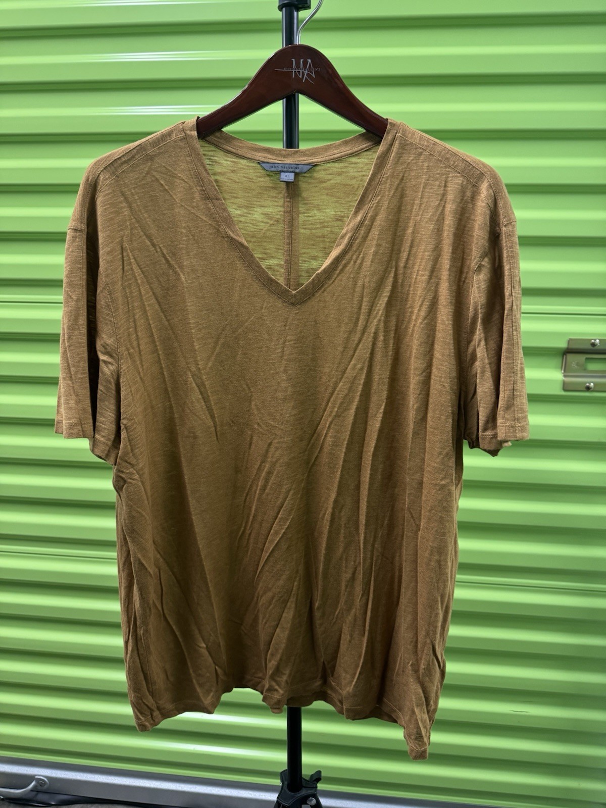 John Varvatos Men’s XL Solid Brown V-Neck Short Sleeve Modal Linen T-Shirt gallery