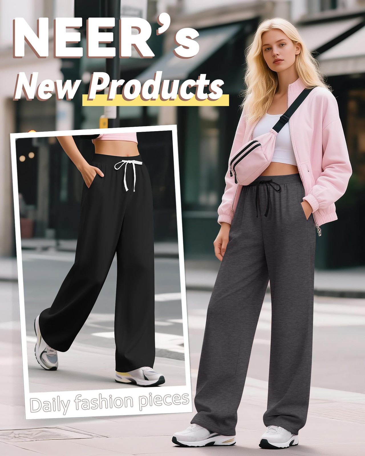 3 Pack Women's Yoga Sweatpants Wide Leg Drawstring Baggy Pants Casual Loose W... gallery