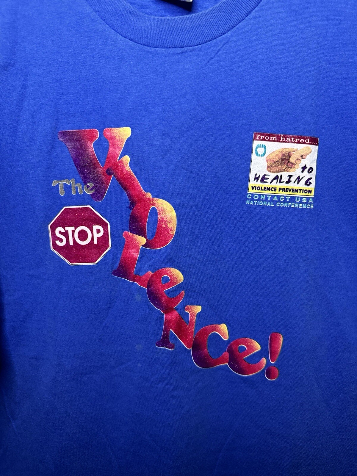 Vintage From Hatred To Healing Stop The Violence National T-Shirt 2XL Blue gallery