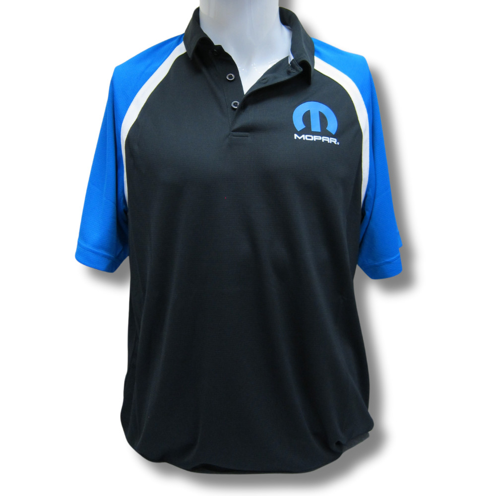 Mopar Logo Polyester Dry-Wicking Black/Blue Polo Shirt Official Licensed gallery