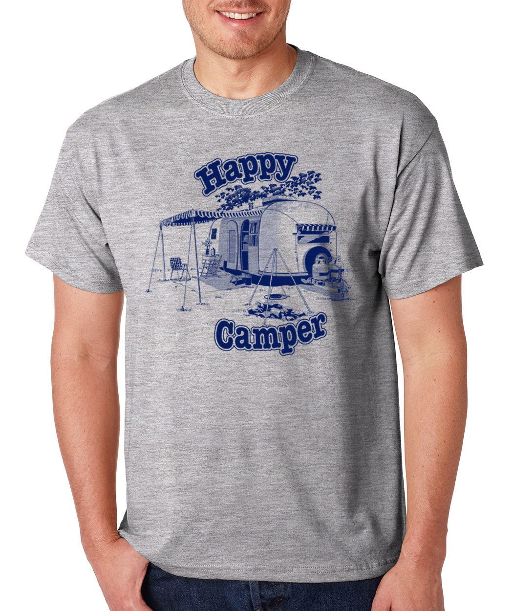 HAPPY CAMPER camping outdoors funny camp lifestyle summer country hiking T-Shirt