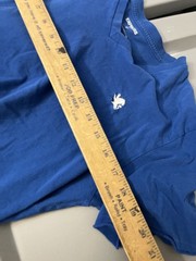 EXPRESS V-Neck Tee Logo Stretch Solid Neck T-Shirt, Medium blue