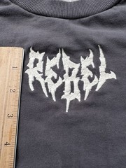 Rebel Vengeance Men’s LARGE Embroidered Text Japanese Skull Warrior Motif