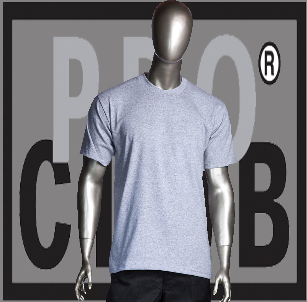 Big and Tall T-Shirts Plain Men PRO CLUB HEAVYWEIGHT Heather Gray Tee Shirt gallery