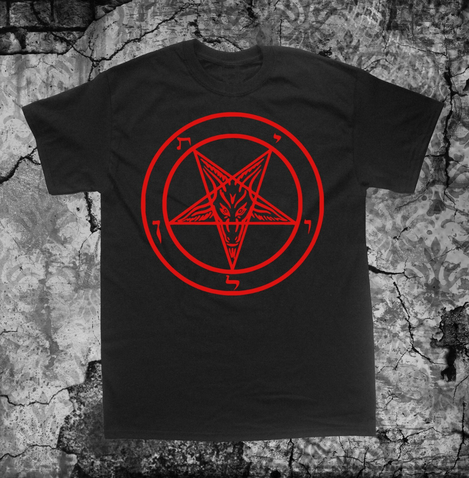 Pentagram T Shirt Punk Occult Gothic Satan Metal Baphomet Satanic Goat Skull Tee