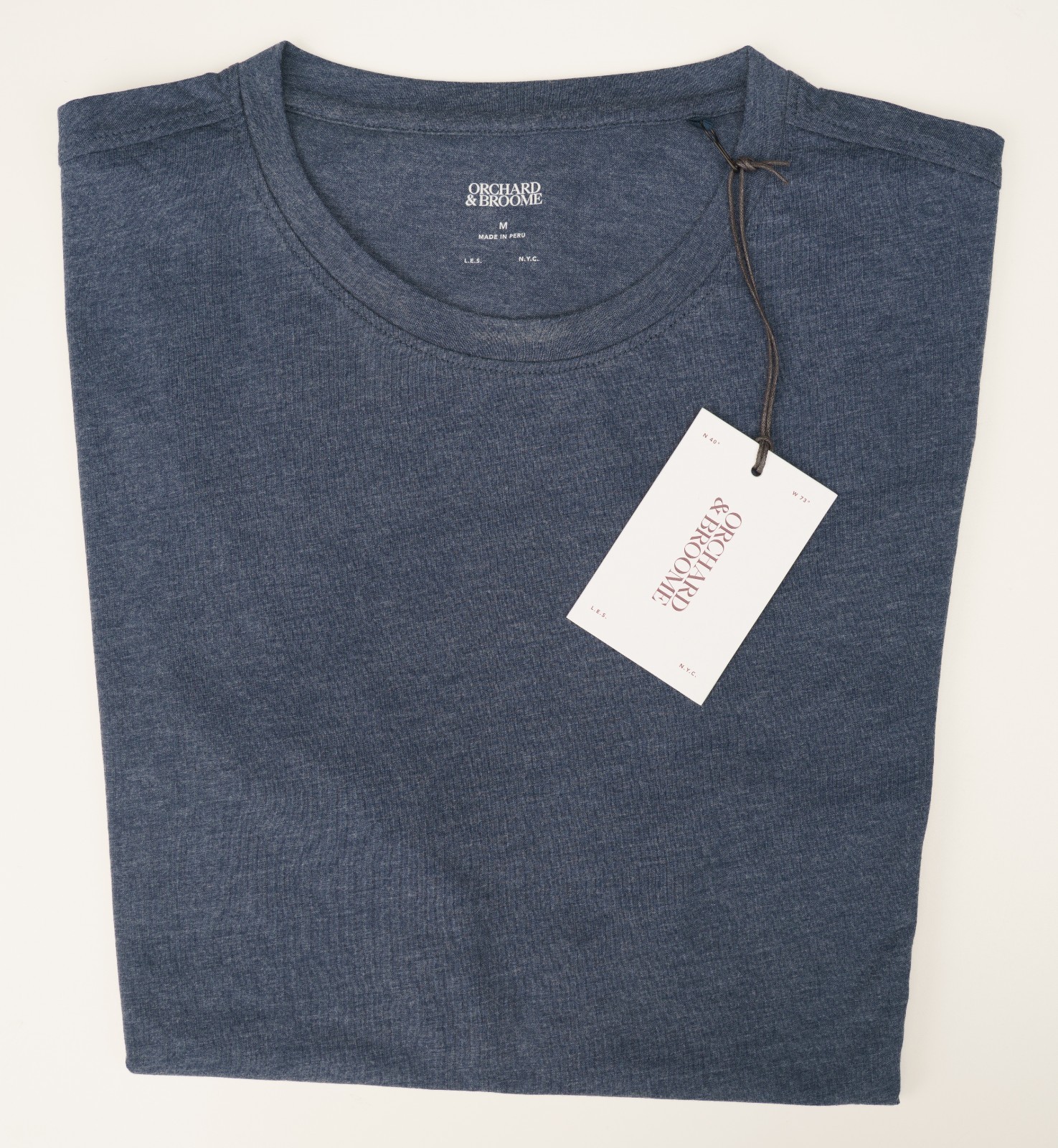 ORCHARD & BROOME Heather Blue T-Shirt Regular Fit Pima Stretch Lightweight M gallery