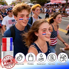 Faglowmify 4pc Red White Blue Eye Black USA Flag Face Paint 4th July Baseball