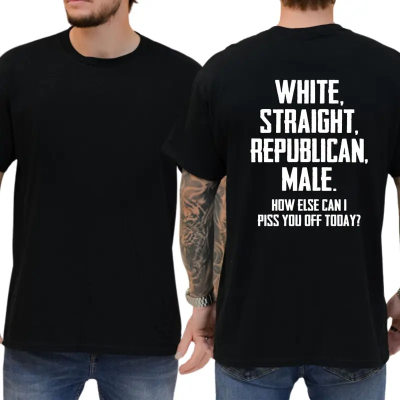 White Straight Republiican Male T-shirt, Graphic Printed Tees Top Casual gallery