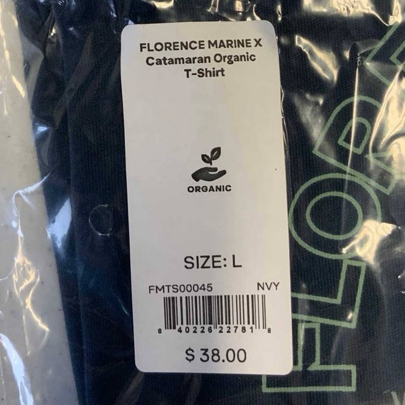 NEW! Florence Marine X Men's Large Catamaran Organic Navy T-Shirt $38 msrp M5-2 gallery