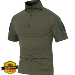MAGCOMSEN Men’s Tactical Military Shirt 1/4 Zip Camo