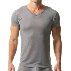 Sexy Ultra-thin Men’s Undershirts Casual Short Sleeve Basic Daily T-shirts Tops