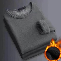 Winter Men’s Long-sleeved Thermal Underwer T-Shirt Fleece Bottoming Shirt Round