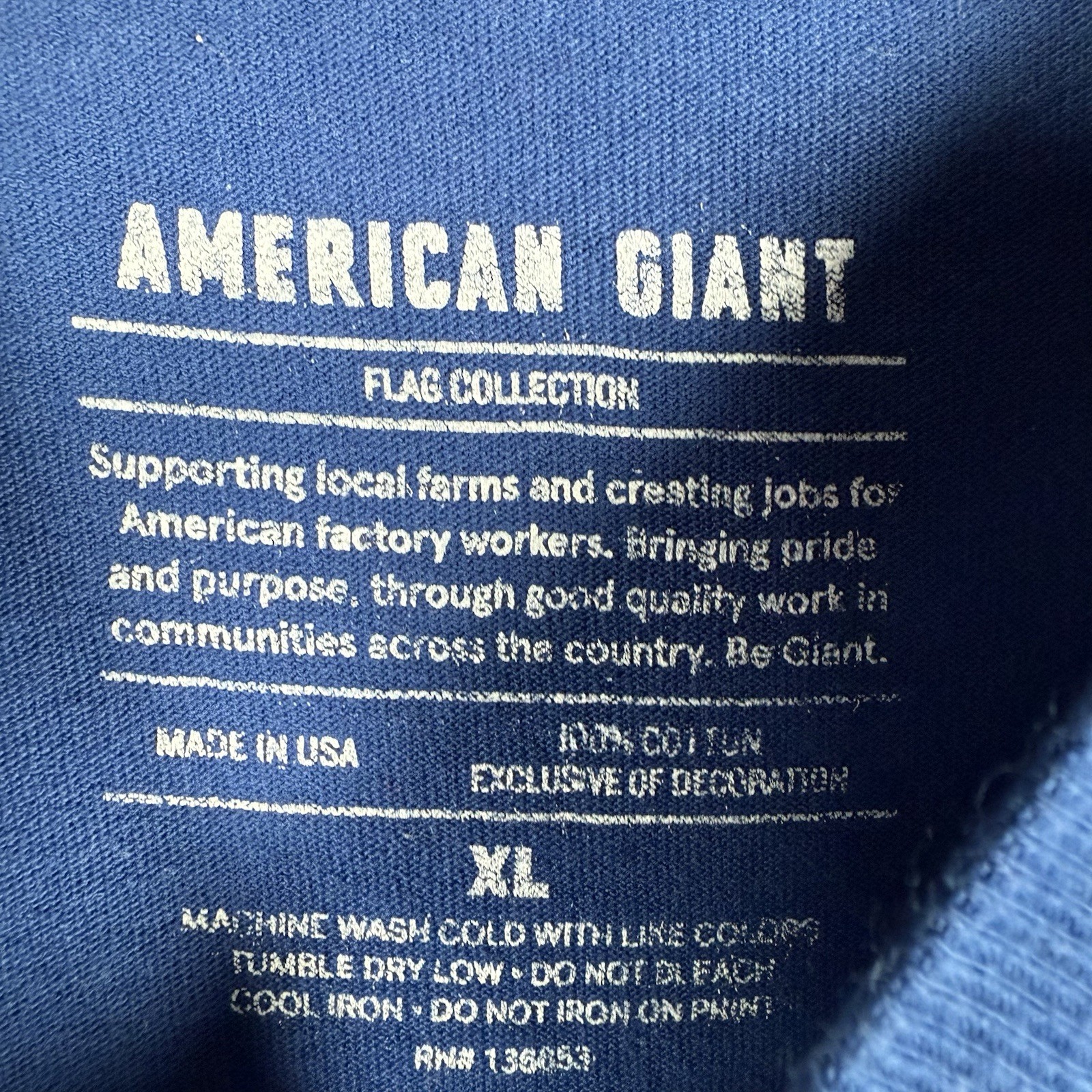American Giant Flag Collection T Shirt Mens XL Blue American Made USA gallery