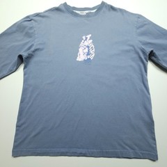 Mahagrid Men Shirt Medium Blue Gray Graphic Tee Design Studio Long Sleeve Casual