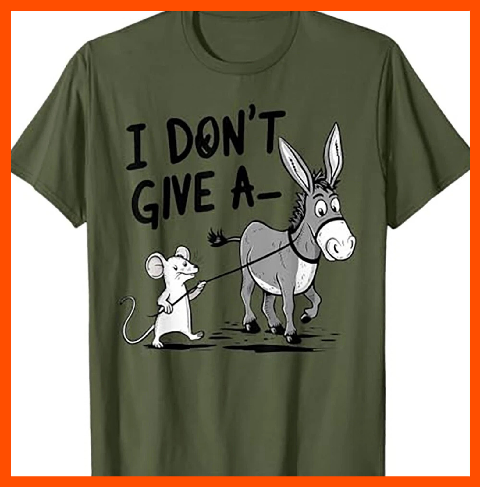 Funny Mouse Walking A Donkey I Don't Give Rats Ass T-Shirt gallery