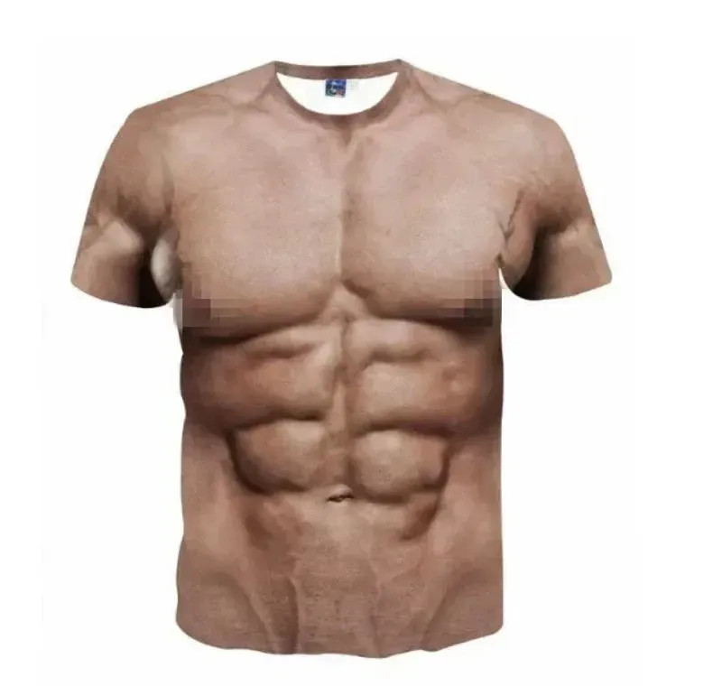 Muscle 3D T-shirt Muscle Tattoo Print T-shirt For Summer Beach Holiday Men Short gallery