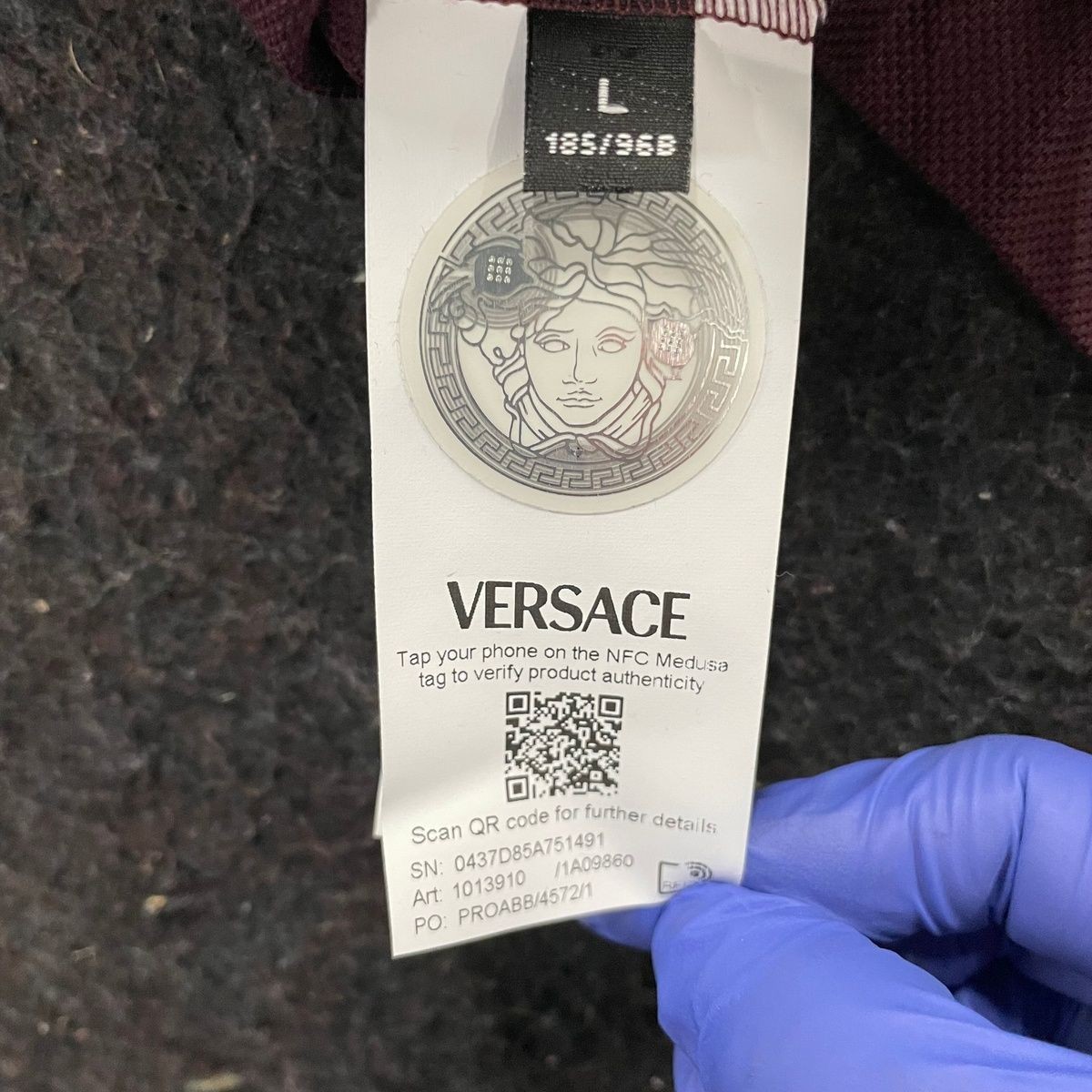 VERSACE Short Sleeve Pique Polo Shirt Men's Size L Burgundy 1LH50 gallery