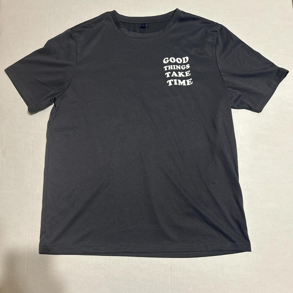 Grey graphic t shirt (good things take time)
