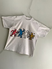 Vintage 1990 Keith Haring Untitled Dance II 90s Pop Street Art Hip Hop T-Shirt L