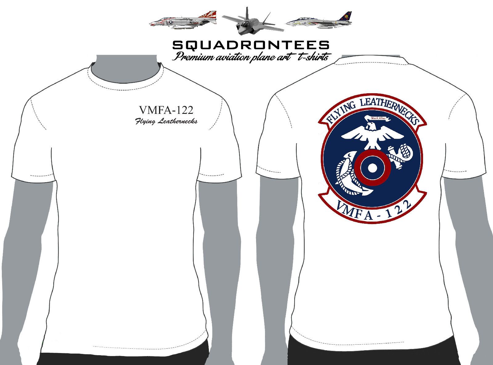 VMFA-122 Flying Leathernecks Squadron T-Shirt D4, USMC Licensed Product