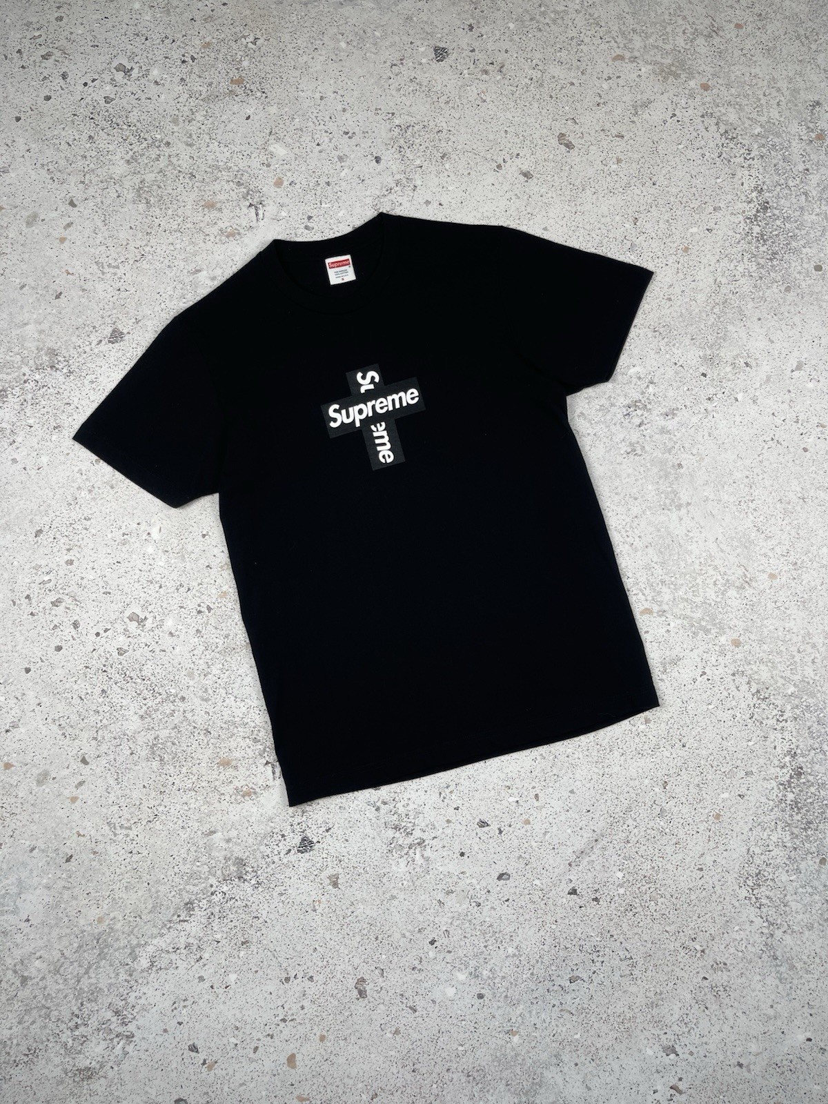Supreme Cross Box Logo Black Tee Shirt AW20 Made in USA Men Size S gallery
