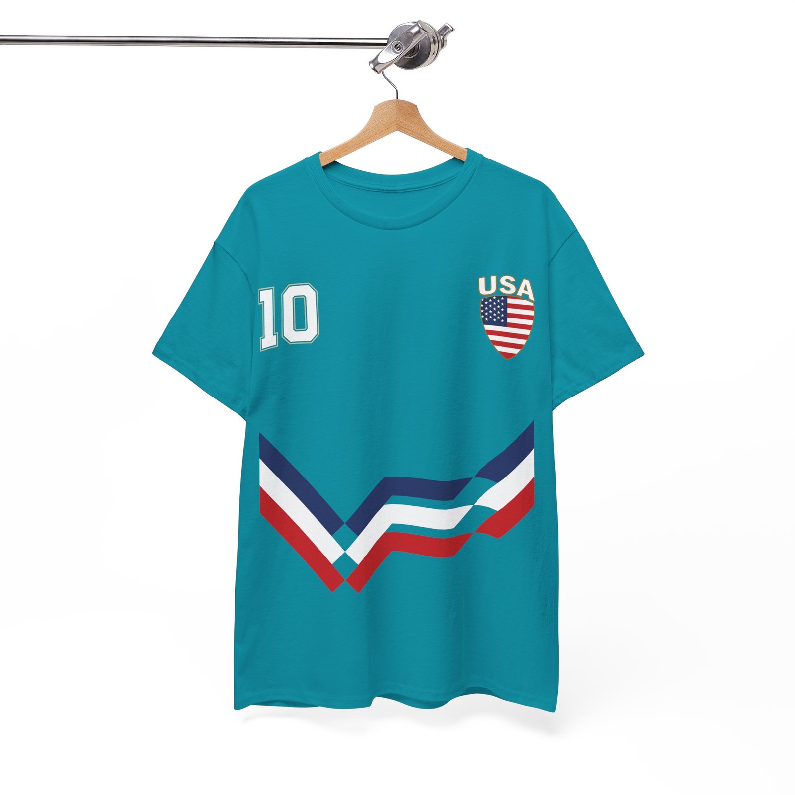 USA Number 10 Soccer Jersey Style Shirt, American Flag Soccer Shirt