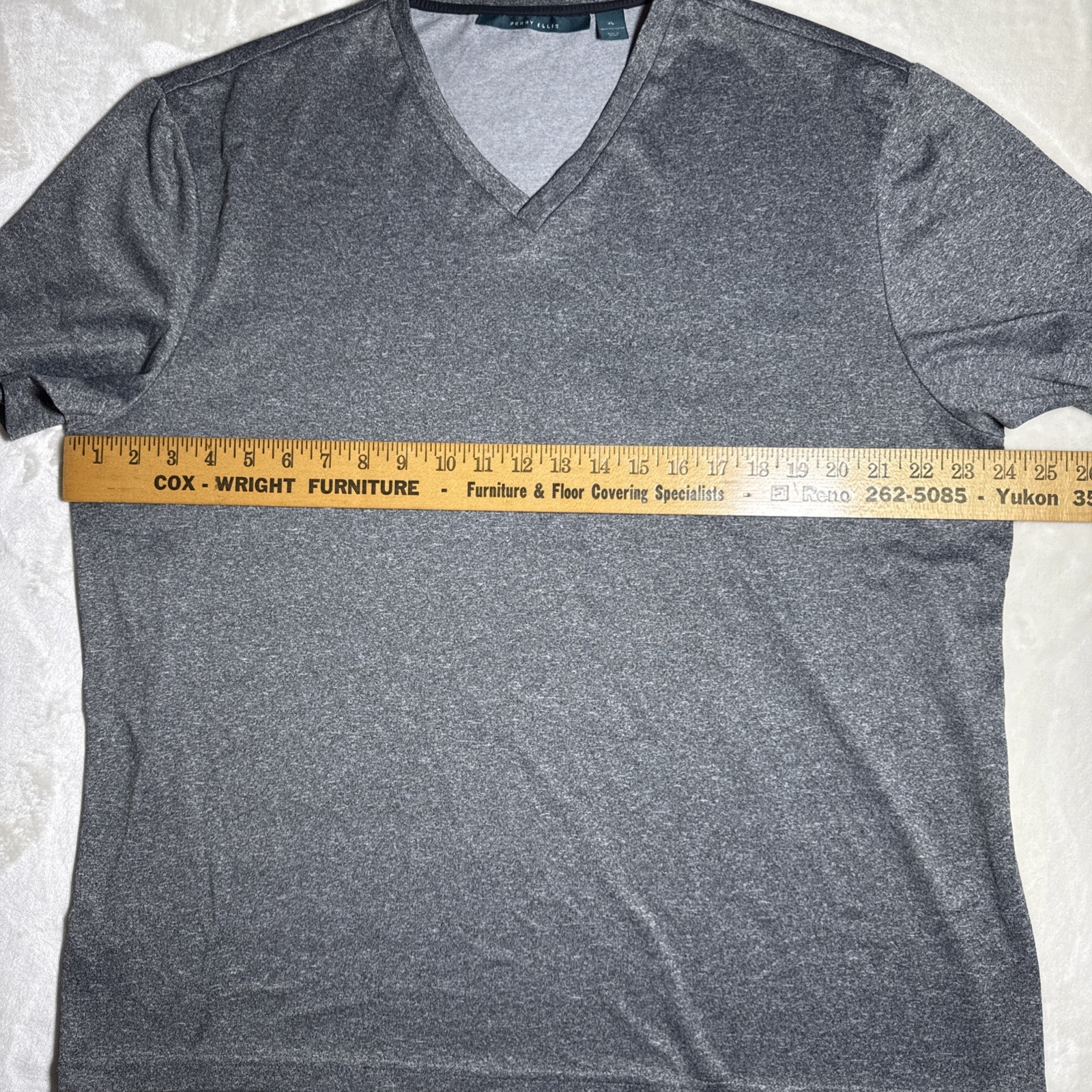 Perry Ellis Shirt Mens XL Gray Short Sleeve V Neck gallery