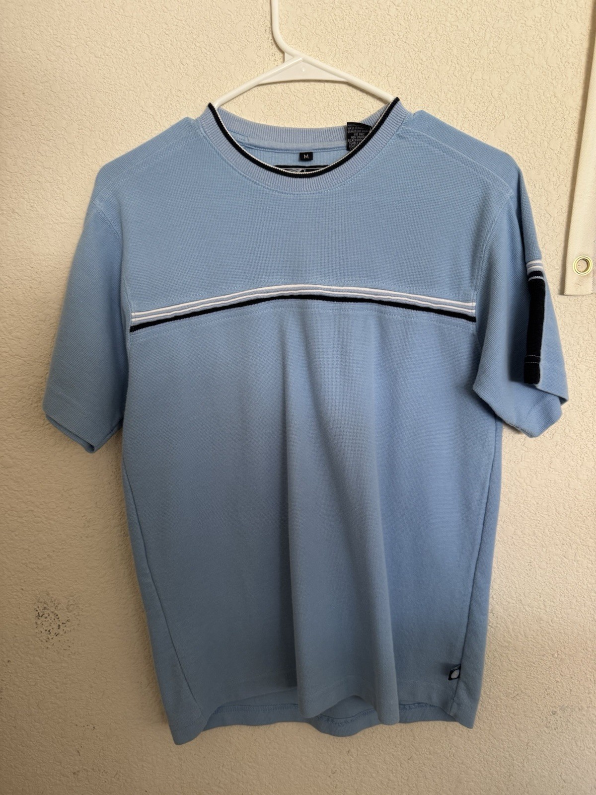 Point Zero Men's Blue Striped Crew Neck Short Sleeve Cotton Knit T-Shirt M gallery