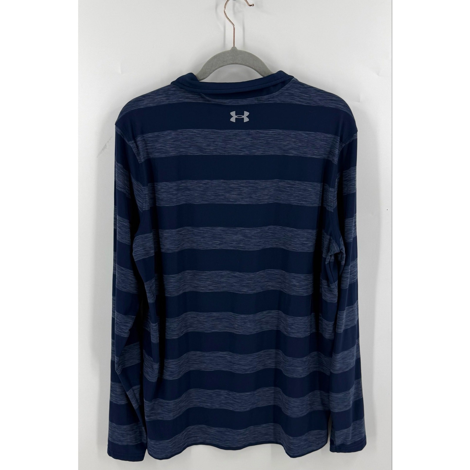 Under Armour 1/4 Zip Pullover HeatGear Long Sleeve Blue Striped Mens Large gallery