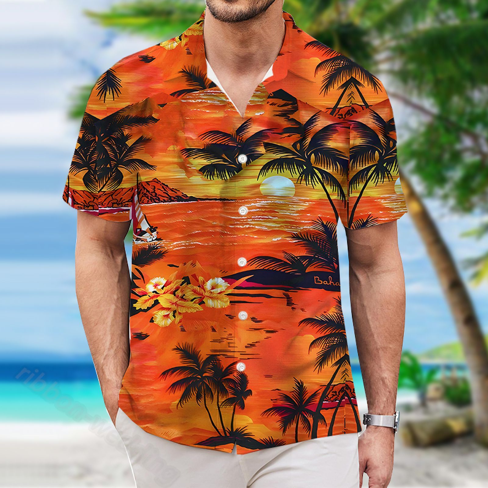 Hawaiian Shirt for Men Funky Casual Button Down Shortsleeve Beach Relaxed Fit gallery