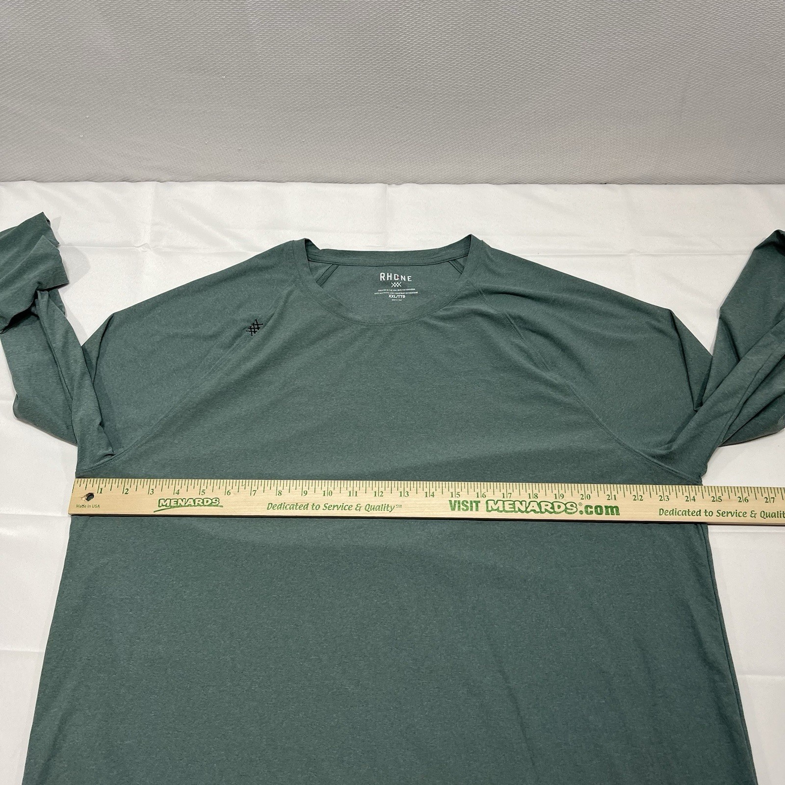 Rhone Mens Size XXL Reign Long Sleeve Shirt Green Nylon Blend Gym Run Workout gallery