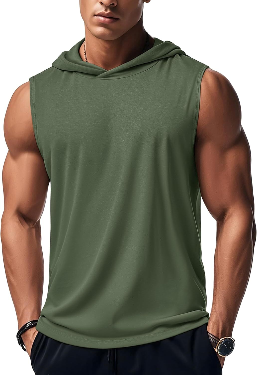 Mens Cotton Sleeveless Tank Top Summer Muscle Tee Breathable Casual Hoodie Shirt gallery