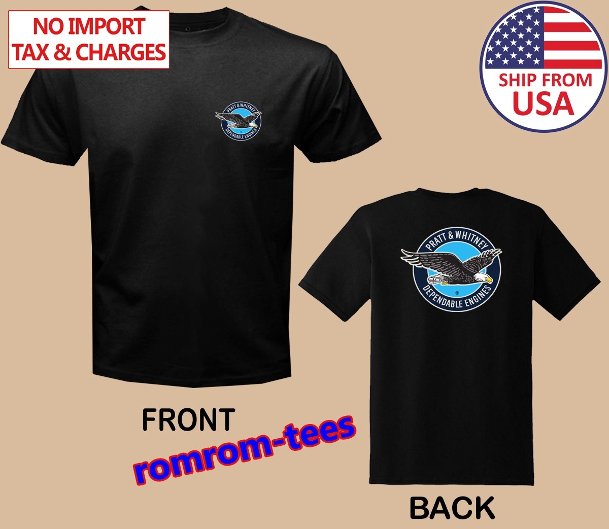 Pratt & Whitney Black Size S-5XL